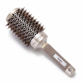 img 4 attached to Boar Hair Round Brush 2 Inch | Professional Ceramic Barrel Hair Brush With Boar Bristle For Women | Medium Length Blow Drying & Flip Styling