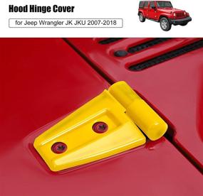 img 3 attached to Yellow Hood Hinge Cover Trim Accessories for Jeep Wrangler JK & Unlimited 2007-2018 - Set of 2