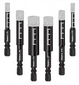 img 4 attached to 6-Piece Dry Diamond Drill Bit Set For Granite, Marble, Ceramic, Stone, And Glass With Hex Shank - Ideal For Porcelain Tiles - Sizes Include 3/16", 1/4", 5/16", 3/8", 1/2", And 9/16