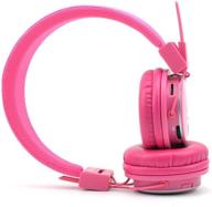 nia q8 volume-controlled 93db wireless bluetooth headphones with built-in fm radio, tf card mp3 player, 3.5mm aux and app control - pink logo