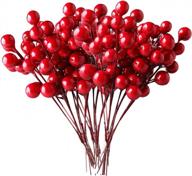 38-pack artificial christmas picks with glitter red berry and holly berries stems, 6.7" wire branch sprays for diy xmas wreaths, holiday crafts, home decor and tree ornaments logo