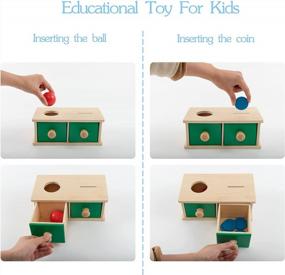 img 3 attached to Montessori Wooden Coin Matching Box With 2 Drawers - 2-In-1 Object Permanence Toy With 5 Coins And 1 Ball For Preschool Learning And Educational Gifts For Infants And Toddlers