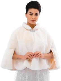 img 4 attached to Catery Womens Faux Fur Wraps Shawls Bridal Wedding Cape Fur Stole Scarf Accessories Women's Accessories : Scarves & Wraps