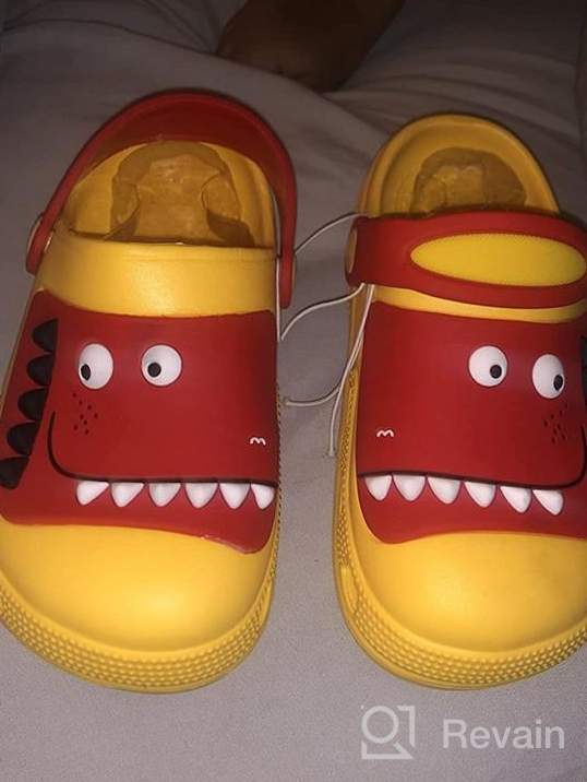 img 1 attached to 🦕 Adorable RJVW Dinosaur Slippers for Toddlers: Comfortable Cartoon Boys' Shoes in Clogs & Mules review by Chris Prix