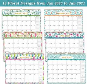 img 2 attached to 📅 2023-2024 Classic Wall Calendar - Monthly Calendar from January 2023 to June 2024, Large Size 15" x 11.5" with Thick Paper, Twin-Wire Binding, Hanging Hook, Ruled Blocks, and Julian Dates - Green Leaf Design