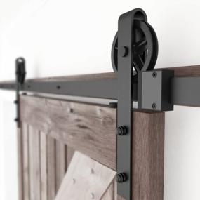 img 2 attached to Upgrade Your Home With SKYSEN 7FT Single Sliding Barn Door Hardware Kit - Smooth, Quiet & Easy To Install - 4FT To 13FT Available - Sturdy 1/4” Thick Material - Stylish Black Big Wheel Design