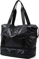 универсальная черная сумка weekender bag для женщин — водонепроницаемая и универсальная сумка для путешествий и спортзала с отделением для обуви и сумкой для туалетных принадлежностей логотип