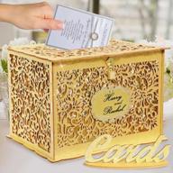 🎁 premium gold glitter wedding card box with lock for reception, ourwarm wooden money holder gift box - perfect rustic decorations for weddings, anniversaries, showers, birthdays & graduations logo