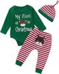 adorable baby boy's first christmas outfit with deer decoration and headband – ideal xmas gift set in green for 3-6 month olds logo