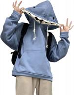 blue kawaii cute shark hoodie: толстовка с капюшоном и капюшоном в форме животного с длинными рукавами для женщин логотип