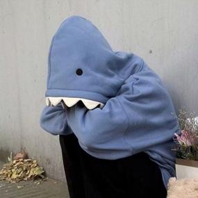 img 2 attached to Blue Kawaii Cute Shark Hoodie: Long-Sleeve Animal Shape Hooded Pullover Sweatshirt For Women
