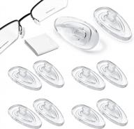5 pairs of anti-slip push-in eyeglass nose pads (16.5x8.5mm) with cleaning cloth - replacement kit for glasses logo