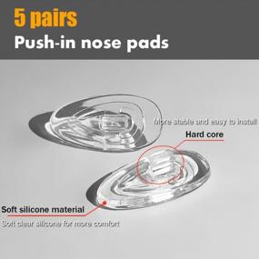 img 3 attached to 5 Pairs Of Anti-Slip Push-In Eyeglass Nose Pads (16.5X8.5Mm) With Cleaning Cloth - Replacement Kit For Glasses