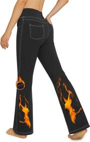img 4 attached to Women'S Fleece-Lined High Waisted Bootcut Yoga Pants With 4 Pockets, Flare Leggings