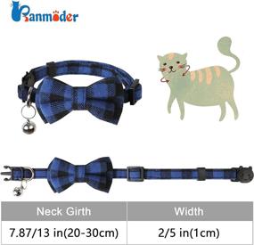 img 2 attached to Blue BANMODER Cat Collar Breakaway with Cute Bow Tie and Bell - Personalized, Adjustable Kitten Safety Collars with Cute Plaid &amp; Flower Patterns - Ideal 1 or 2 Pack Gift