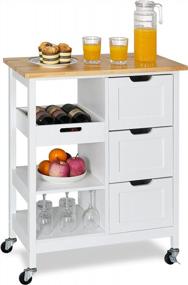 img 4 attached to YITAHOME Rolling Kitchen Island Cart With Storage And 3 Drawers - Perfect For Home And Dining Room Use