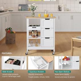 img 1 attached to YITAHOME Rolling Kitchen Island Cart With Storage And 3 Drawers - Perfect For Home And Dining Room Use