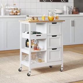 img 3 attached to YITAHOME Rolling Kitchen Island Cart With Storage And 3 Drawers - Perfect For Home And Dining Room Use