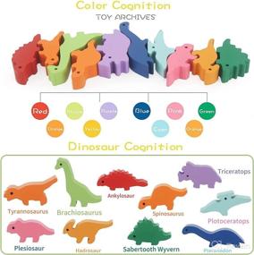 img 1 attached to 🦖 Montessori Wooden Dinosaur Stacking Toys for 1 2 3+ Year Old Boys, Educational Dinosaur Blocks for 2+ Year Olds, Toddler Wood Toys for Boys and Girls 1-3 Years