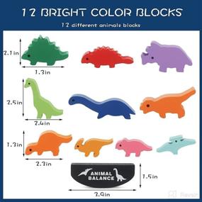 img 3 attached to 🦖 Montessori Wooden Dinosaur Stacking Toys for 1 2 3+ Year Old Boys, Educational Dinosaur Blocks for 2+ Year Olds, Toddler Wood Toys for Boys and Girls 1-3 Years