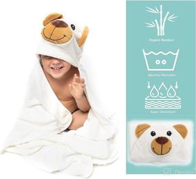 img 4 attached to Ultra Soft Bamboo Hooded Baby Towel with Ears - Large, Cute Bear Design - Ideal for Boys and Girls, Babies and Toddlers