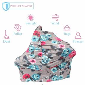img 2 attached to TUOKING Car Seat Covers: Soft Silky Nursing Cover For Breastfeeding & Matching Storage Bag - Peony-Grey
