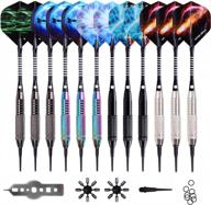win.max soft tip darts set - 18 gram plastic tip - 12 pieces + 100 extra tips - flight protectors, flights, and wrench included for electronic dart board logo