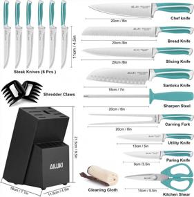 img 3 attached to 18 Piece Kitchen Knife Set With Block Wooden And Sharpener - Professional High Carbon German Stainless Steel Chef Knife Set, Ultra Sharp Full Tang Forged Blue Knives