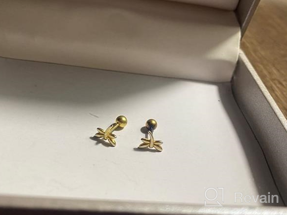 img 1 attached to 🦋 Dainty Dragonfly Small Stud Earrings - S925 Sterling Silver, Tiny Cartilage Helix Tragus 20g Screw Back Piercing Studs for Women, Little Girls, Cute Animals - Hypoallergenic Sensitive Ears Jewelry review by Mac Owen