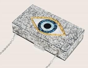 img 2 attached to Sparkle With Style: LETODE Evil Eye Acrylic Clutch- The Perfect Evening Purse For Women