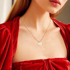 img 3 attached to SANNYRA Initial Necklaces For Women, 18K 26 Capital A-Z Gold Silver Rose Plated Letter Necklace Disc Double Side Pendant, Dainty Adjustable Alphabet Pendant, Birthday Christmas Jewelry Gift For Her