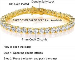 img 3 attached to GEMSME Gold Bracelets For Men And Women 18K Yellow Gold Plated 4.0 Round Cubic Zirconia Classic Tennis Bracelet Size 6-9 Inch