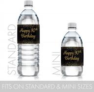 мерцающий праздник: 24 черно-золотых этикетки для бутылок с водой на вечеринку по случаю 90-летия логотип