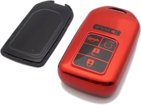 img 2 attached to Royalfox(TM) Soft TPU Smart 4 5 Buttons Keyless Remote Key Fob Case Cover Compatible With Honda Accord Civic Fit Pilot Odyssey CRV Clarity CRZ HRV Ridgeline EX EXL Touring (Red)