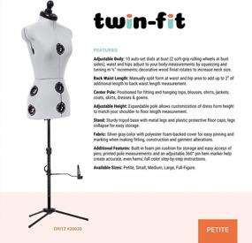 img 3 attached to Регулируемая подставка Petite Dress Form - Dritz Twin-Fit Tri-Pod, серебристо-серый