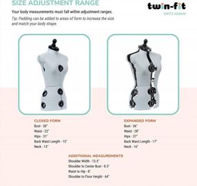 img 2 attached to Регулируемая подставка Petite Dress Form - Dritz Twin-Fit Tri-Pod, серебристо-серый