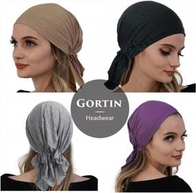img 1 attached to Stylish And Comfortable Black Turban Headscarfs For Women With Hair Loss - GORTIN Chemo Headwear Collection