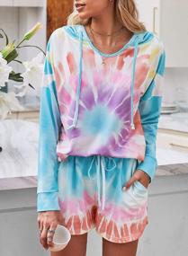 img 3 attached to Sidefeel Women Tie Dye Print Long Sleeve Pajamas Sets With Shorts Medium Multicolor