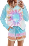 sidefeel women tie dye print long sleeve pajamas sets with shorts medium multicolor logo