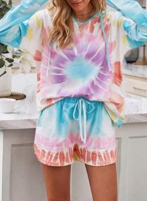 img 2 attached to Sidefeel Women Tie Dye Print Long Sleeve Pajamas Sets With Shorts Medium Multicolor