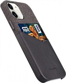 img 4 attached to Тонкий чехол для карт Sea Island Cotton Series Lopie для IPhone 12 Mini (5,4 дюйма) — черный тканевый защитный чехол с кожаным слотом для карт и держателем для телефона