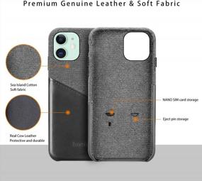 img 3 attached to Sea Island Cotton Series Lopie Slim Card Case For IPhone 12 Mini (5.4") - Black Fabric Protection Cover With Leather Card Slot Design And Phone Holder