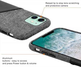 img 2 attached to Тонкий чехол для карт Sea Island Cotton Series Lopie для IPhone 12 Mini (5,4 дюйма) — черный тканевый защитный чехол с кожаным слотом для карт и держателем для телефона