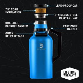 img 2 attached to Leakproof Stainless Steel Growler - 64 Oz Craft Beer, Soda, Wine Or Coffee Tumbler By DrinkTanks, With Vacuum Insulation And Handle - Ideal For Outdoor Adventures In Cove