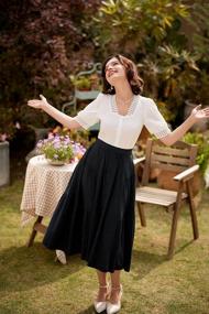 img 2 attached to Timeless Vintage Style: Belle Poque Women'S High Waist Midi Skirt With Pockets & Belt