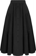timeless vintage style: belle poque women's high waist midi skirt with pockets & belt logo