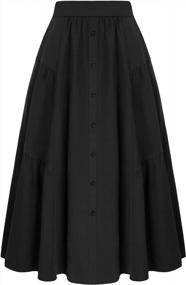 img 4 attached to Timeless Vintage Style: Belle Poque Women'S High Waist Midi Skirt With Pockets & Belt