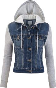 img 3 attached to FashionMille Women's Junior Trucker Sleeve FWJ1064 D DENIM L Clothing for Coats, Jackets & Vests