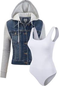 img 4 attached to FashionMille Women's Junior Trucker Sleeve FWJ1064 D DENIM L Clothing for Coats, Jackets & Vests