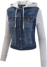 img 2 attached to FashionMille Women's Junior Trucker Sleeve FWJ1064 D DENIM L Clothing for Coats, Jackets & Vests